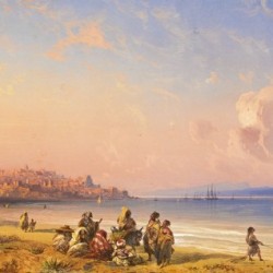 Seascape with boats and figures along the Italian coast